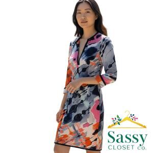 ✨ BCBGMAXAZRIA 100% Silk Abstract V-Neck Dress 2 🎨